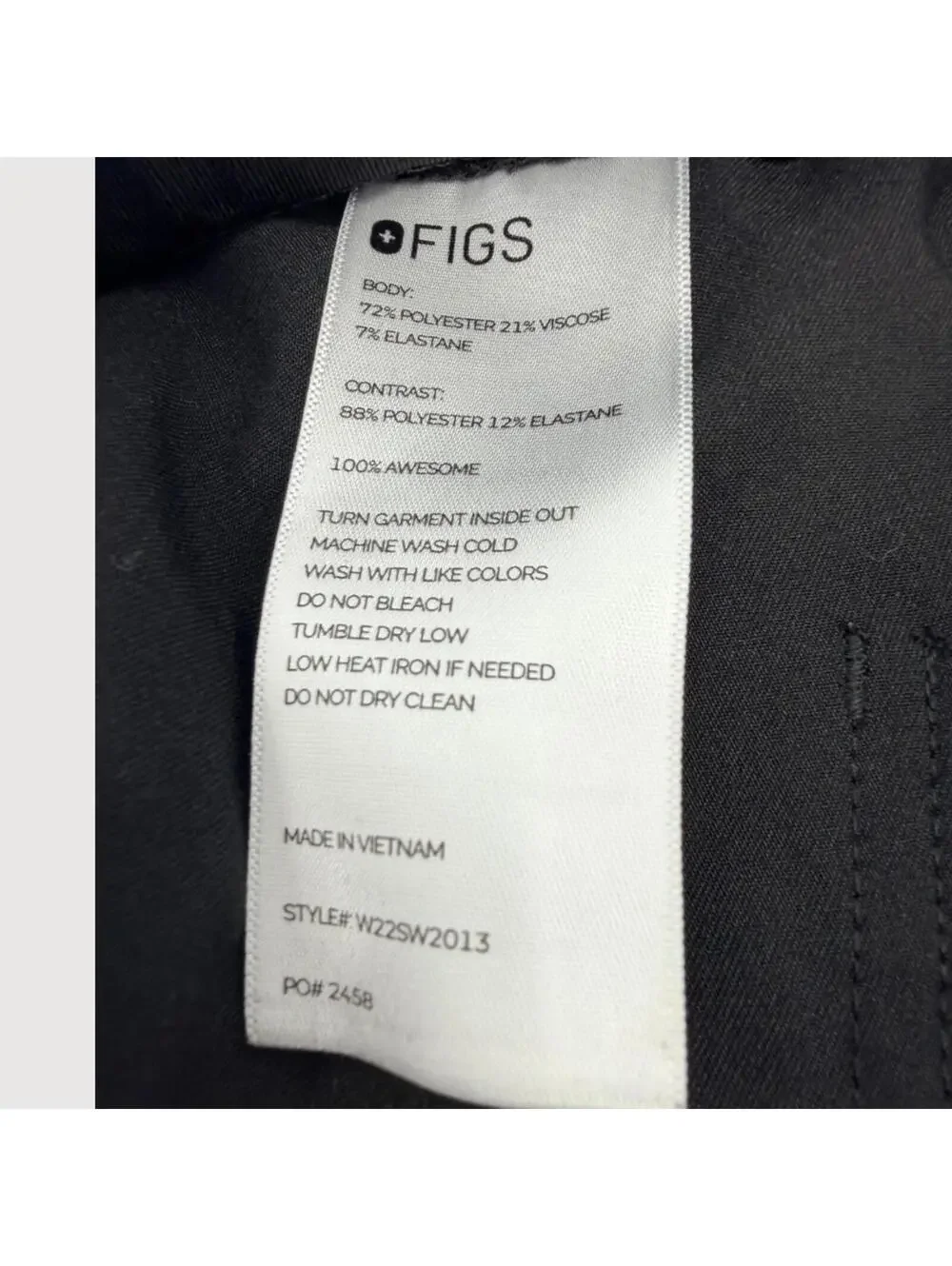 FIGS Cairo Straight Leg Scrub Pant Black Small